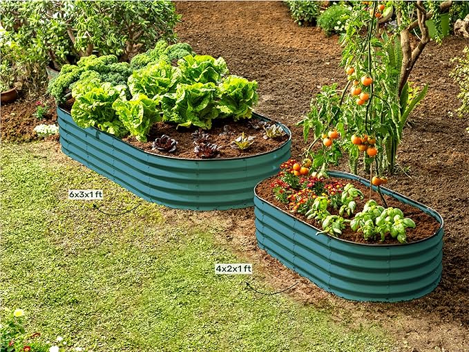 Galvanized Raised Garden Beds Outdoor // 6×3×1 ft Planter Raised Beds for Gardening, Vegetables, Flowers // Large Metal Garden Box // Patented Tool-Free Design (Turquoise)