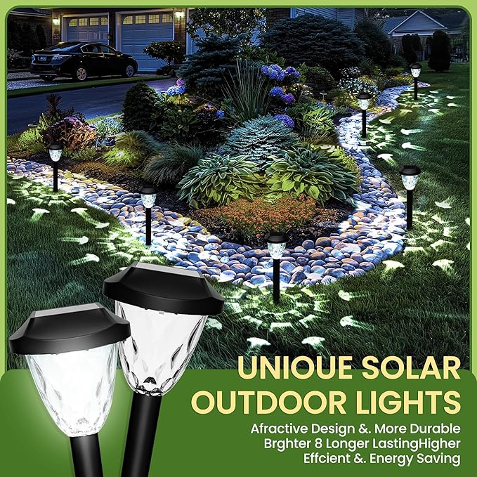 Solar Outdoor Lights Waterproof,Solar Pathway Lights Outdoor with Great Pattern, Auto On/Off Garden Decor for Outside Garden Walkway Driveway Pathway(16 Pack)