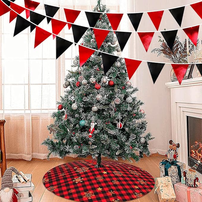 Red Black Party Decoration Metallic Fabric Triangle Pennant Banner Flag Bunting Garland for Graduation Halloween Birthday Wedding Bachelorette Anniversary Las Vegas Casino Poker Pirate Party Supplies