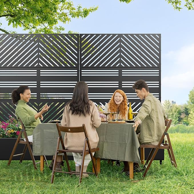 Casaphoria Metal Raised Garden Bed with Trellis and Wheels, 72"x47"x16" Planter Box for Climbing Plants, Vegetables & Vines, Features Drainage Holes and Privacy Screen, Black(Parallel&Harold)