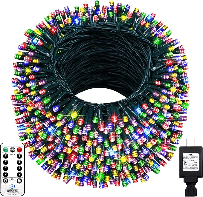 KNONEW 403FT 1000 LED Christmas Lights Outdoor String Lights 8 Modes & Timer Fairy Light Plug in Waterproof LED String Lights for Xmas Yard Tree Wedding Party Holiday Decorations (Multicolor)