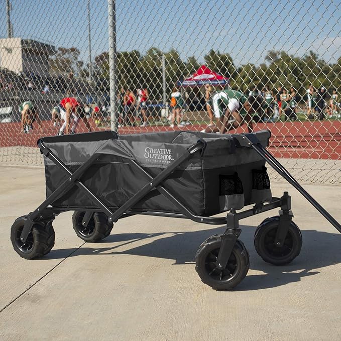 Creative Outdoor Push Pull Hauler Wagon for Kids, 200lbs Weight Capacity, All-Terrain Collapsible and Portable Folding Cart, Beach, Park, Garden, Camping & Tailgate