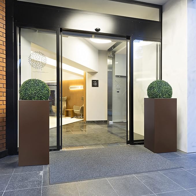 Metallic Heavy Tall Outdoor/Indoor Planter Box 14Lx14Wx30H Inches, Rectangular Tall Planter, Large Flowerpot, 25 Pounds, Espresso, No Assembly Required 1 Pack