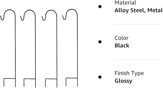 Ashman Shepherd's Hooks 35 Inch (48 Per Pack), Black, Made of Premium Metal for Hanging Solar Lights, Bird Feeders, Mason Jars, Christmas Lights, Lanterns, Garden Stakes and Wedding Décor.