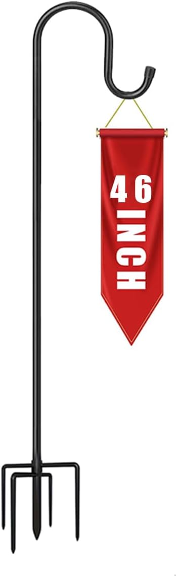 CMASTER Shepherd Hook for Outdoor, 1 Pack 46Inch Bird Feeder Pole with 5 Prong Base Heavy Duty Adjustable Garden Hook for Hanging Plant, Hummingbird Feeder, Lantern(46Inch)