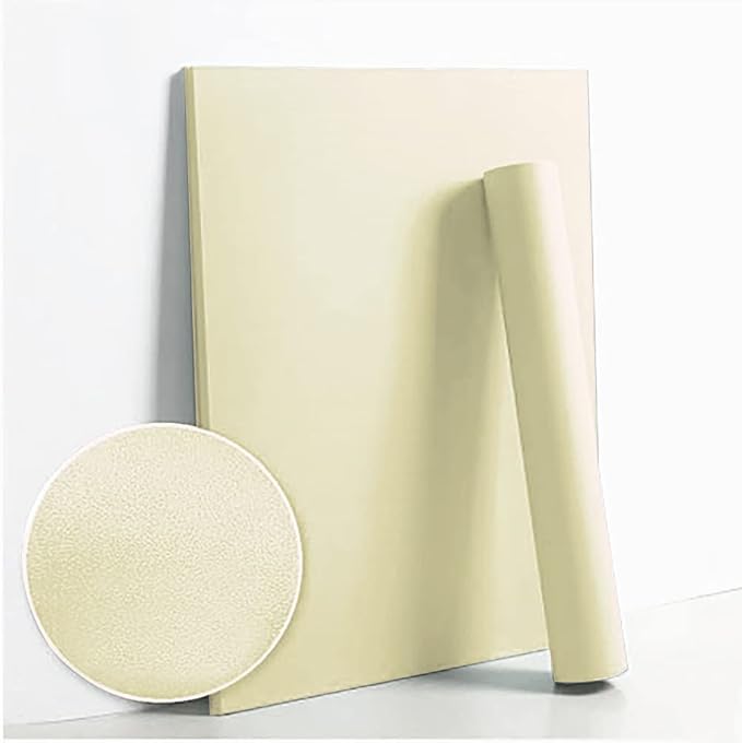 Dimoon 118''x17.7'' Beige Peel and Stick Wallpaper Contact Paper Modern Self Adhesive Wall Paper Removable Renter Friendly Textured Solid Color Shelf Cabinet Vinyl Roll (118''x17.7'',Beige)