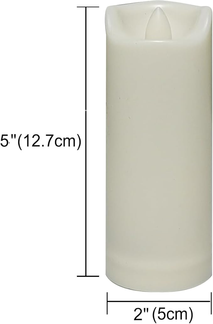 CANDLE CHOICE Waterproof Outdoor Battery Operated Flameless Candles with Auto Timer Flickering Plastic Resin Electric LED Slim Pillar Lights for Lantern Patio Garden Wedding Decorations 2”x5” 2 Pack