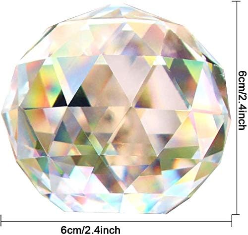 2 Pack Clear Glass Crystal Ball Prisms Window Rainbow Maker Sphere Faceted Gazing Ball Prism Prism Suncatcher for Home Décor, Feng Shui, (60mm /2.36inch, 2 pcs)