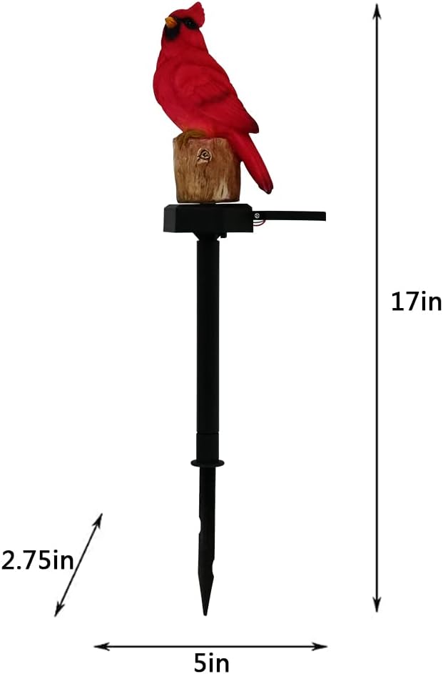 Cardinal Garden Decor Red Bird Figurine Memorial Solar Light Outdoor Stake Patio Yard Art Lawn Ornaments Porch Cute Christmas Decorations Outside Mom Grandma Women
