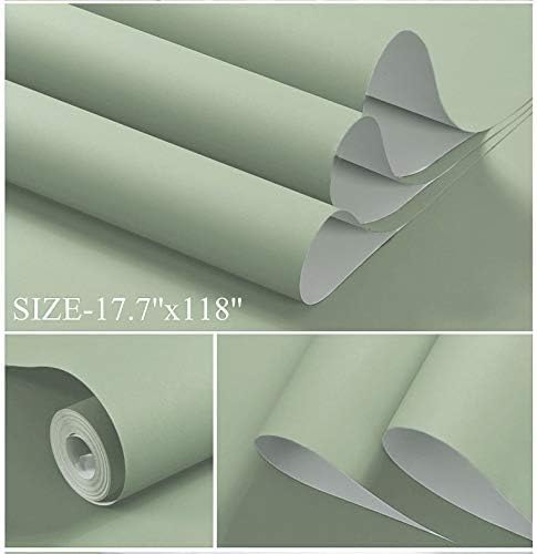 Dimoon 236''x17.7'' Green Peel and Stick Wallpaper Contact Paper Modern Self Adhesive Wall Paper Removable Renter Friendly Textured Solid Color Shelf Cabinet Vinyl Roll (236''x17.7'',Palegreen)