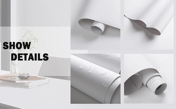 Dimoon 236''x23.6'' White Skin Peel and Stick Wallpaper Contact Paper Modern Self Adhesive Wall Paper Removable Renter Friendly Textured Solid Color Cabinet Vinyl Roll (236''x23.6'',White Skin)