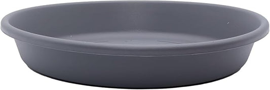 The HC Companies 6 Inch Round Plastic Classic Plant Saucer - Indoor Outdoor Plant Trays for Pots - 6.75"x6.75"x1.13" Warm Gray