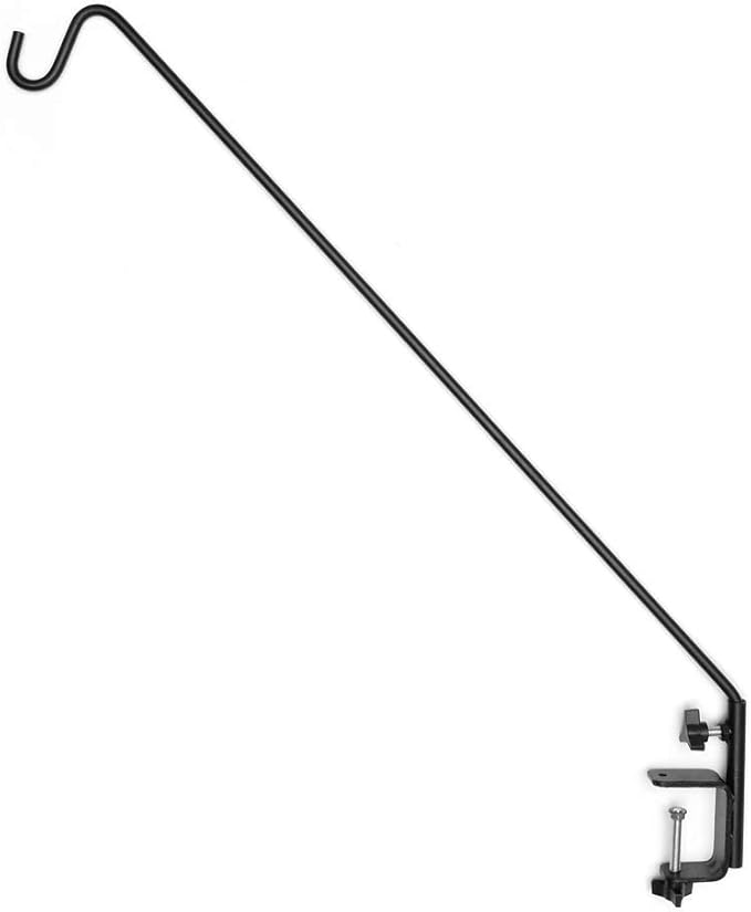 Ashman Deck Hook (1 Pack, 49-Inch Deck Hook), Double Forged Solid Metal Single Piece Rod, Ideal for Bird Feeders, Plant Hangers, Coconut Shell Hanging Baskets, and Lanterns.