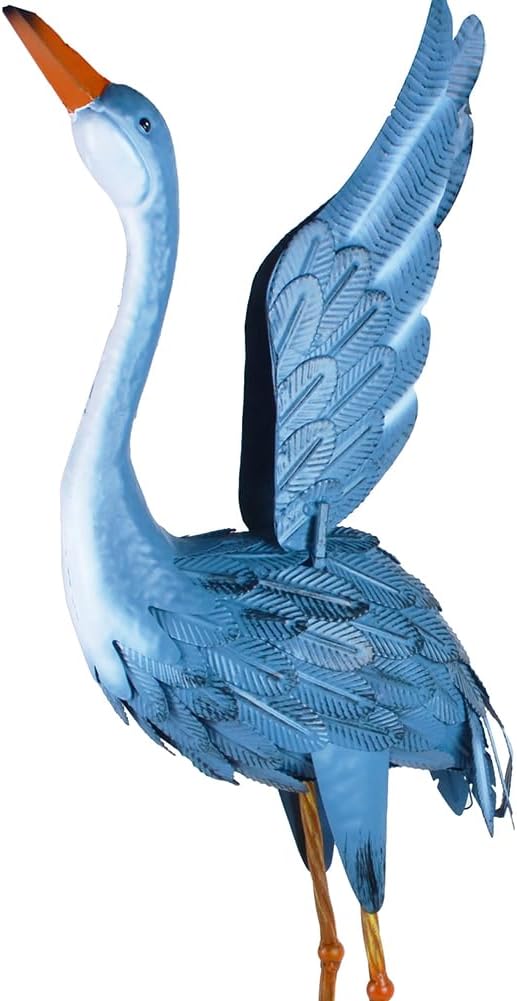 Garden Crane Statue Animal Sculpture Standing Metal Crane Garden Decoration Metal Yard Art for Yard Outdoor Indoor Decoration Set of 2