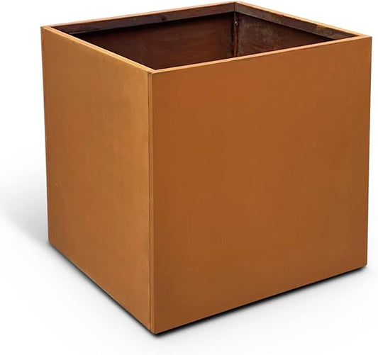 Corten Steel Planter Box Outdoor Planter Metal Square Large Steel Flower Pot Rustic Cube Patina Tall Plant 20 Inch Durable Antique for Commercial Residential Patio Deck Yard Garden