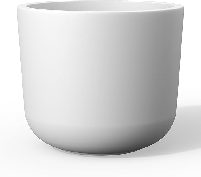 Kante Round Concrete Planter, 11 Inch Dia Classic Style Large Plant Pot with Drainage Hole for Indoor & Outdoor Plants, Ideal for Home, Patio, Garden, White