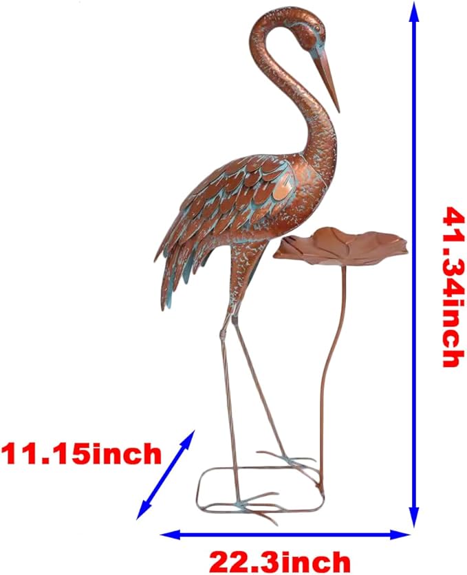 Crane Statue Metal Crane Sculpture Garden Decoration Metal Yard Art for Patio Lawn Backyard Outdoor Decoration