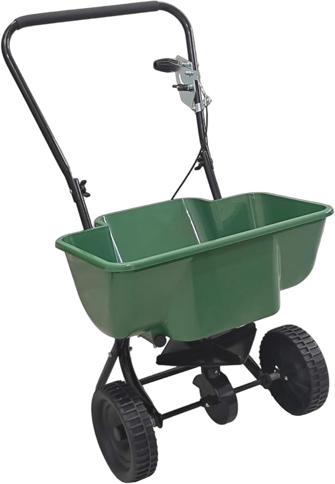 80LB Walk-Behind Broadcast Spreader for Seed,Fertilizer,Salt,Ice Melt, Fertilizer Spreader with Adjustable Drop Rate, Seed Spreaders for Lawns