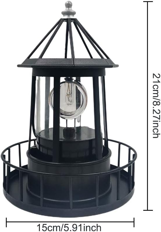 LED Solar Powered Lighthouse, 360 Degree Rotating Lamp, IP65 Waterproof LED Solar Lighthouse Garden Yard Outdoor Decor