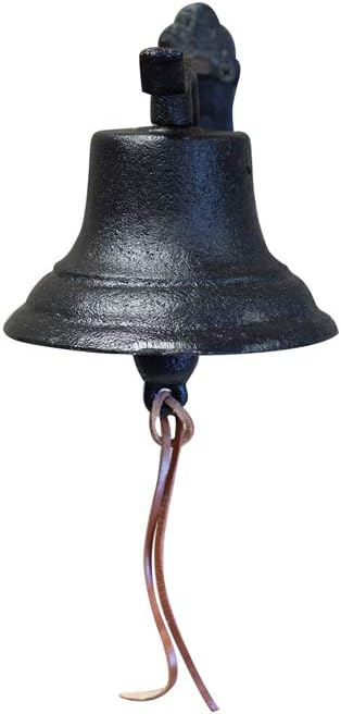 NACH Rustic Cast Iron Doorbell, Small Door Bells for Homes, Dinner Bell, Small Bell, Kitchen Door Bell, Antique Black Doorbell, 8.5x5x6.5 Inches, JS-90-091