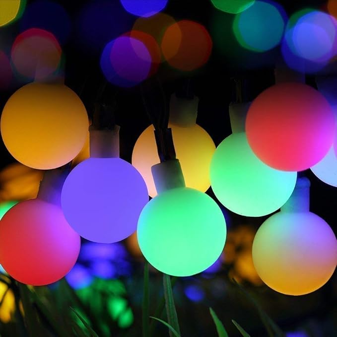 Globe Ball Fairy Lights, 50 LEDs 23ft/7M Solar Led Globe String Lights Waterproof with Two Lighting Modes for Garden Outdoor Party Christmas Decoration (Multicolor)