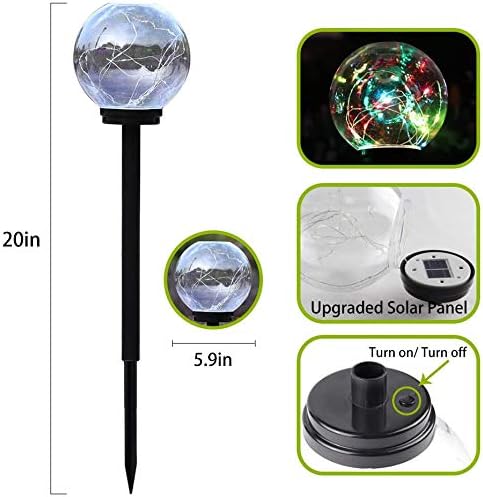 Solar Lights Outdoor Garden Decor,LED Multi-Color Changing 5.9in Globe Waterproof Lamp,Birthday Gifts for Women Mom,for Yard Lawn Backyard Landscape Pathway Patio Outside Gardening Gifts-2 Pack