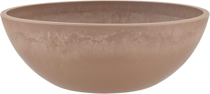 PSW Pot M25TP Collection Shallow Garden Bowl Low Planter for Succulents, Bonsai, Fairy Gardens, Herbs, 10-inch, Taupe