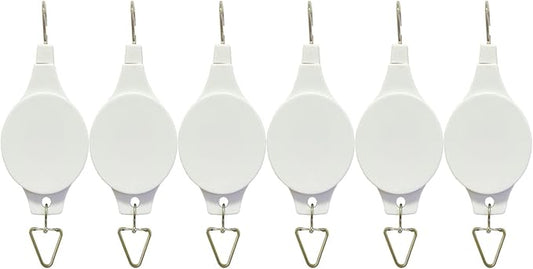 Pack Plant Hook Pulley, Retractable Plant Hanger Easy Reach Hanging Flower Basket for Garden Baskets Pots and Birds Feeder Hang High up and Pull Down to Water Or Feed (White 6Pack)