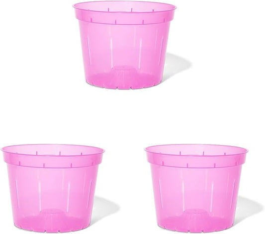 rePotme Orchid Pot - 8 inch Slotted Orchid Pots with Holes - 3 Pack (Rose Quartz)