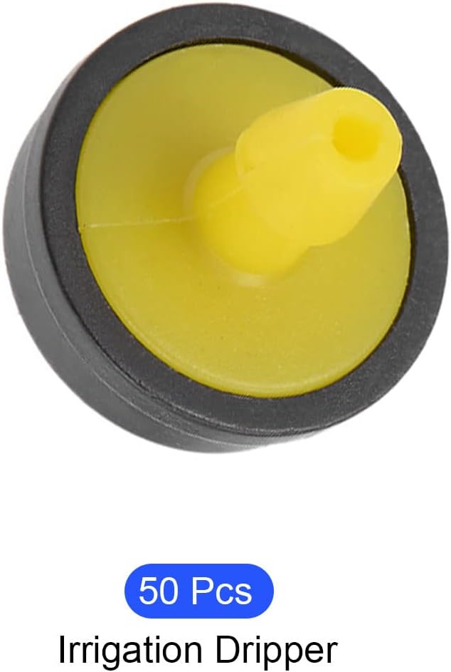 METALLIXITY Pressure Compensating Dripper, (5 Gallon Per Hour) 50Pcs, Plastic Irrigation Drip Emitters - for Watering Garden Lawn Plants, Yellow