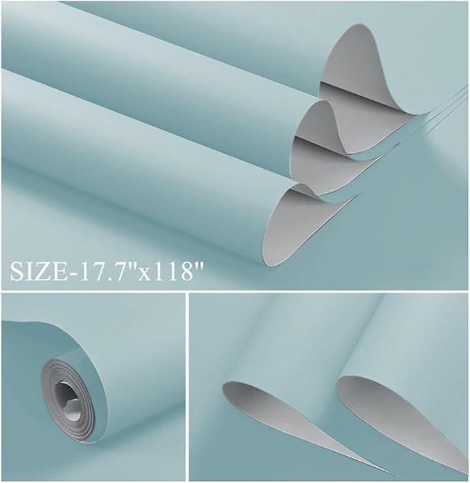 Dimoon 236''x17.7'' Blue Peel and Stick Wallpaper Contact Paper Modern Self Adhesive Wall Paper Removable Renter Friendly Textured Solid Color Shelf Cabinet Vinyl Roll (236''x17.7'',Nile Blue)