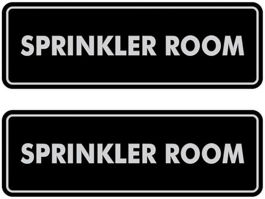 Signs ByLITA Standard Sprinkler Room Sign (Black/Silver) - Large 2 Pack