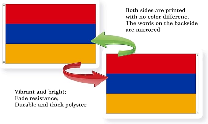 Armenia Flag 3x5FT Armenian National Polyester Flag With 2 Grommets For Patriotic Armenian Themed Festival Events Party Decoration(Armenia, 3x5FT)