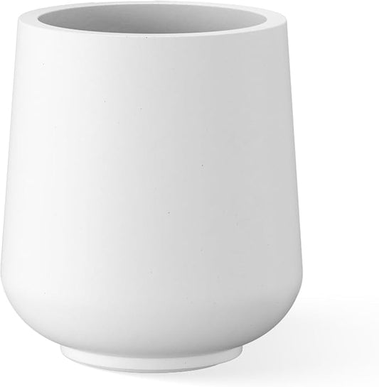 Kante 15.3" Dia Round Concrete Planter, Outdoor Indoor Large Plant Pots Containers with Drainage Hole and Rubber Plug for Home Garden Patio, Snow White