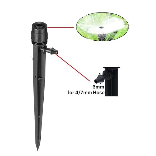 Lxcom Lighting Irrigation Drippers Drip Emitters Micro Spray Adjustable 360 Degree Full Circle Pattern Water Flow Irrigation Drippers Drip System Parts Drip Irrigation, 50 Pack(Black)
