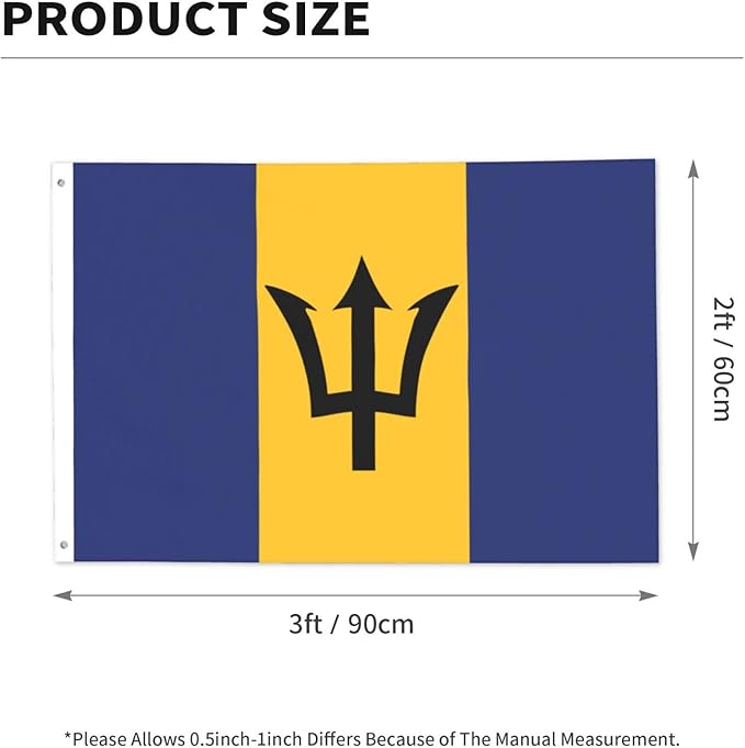 Barbados Barbadian Flag Garden Yard House 2x3 ft Flags Double Sided Print Banner Indoor Outdoor Party Home Decorations for Boat Dorm House Balcony