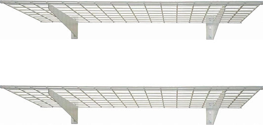 00967 2-Pack Heavy Duty Steel Garage Shelving, 45”x 15” Wall Mounted Shelve,Max Shelf Load 200 Pounds, White Powder Coated