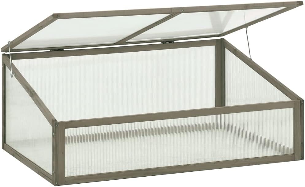 Solid Firwood Garden Portable Wooden Greenhouse, Raised Flower Planter with Open Bottom, Mini Greenhouse Cabinet for Outdoor Indoor Use 39.4"x25.6"x15.7"/Gray