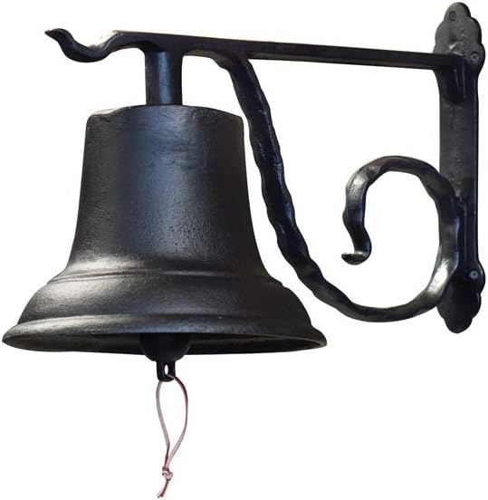 NACH Rustic Cast Iron Doorbell, Medium Door Bells for Homes, Classic Dinner Bell, Black Doorbell, 12.2 x 7.7 x 8.3 Inches, JS-90-096