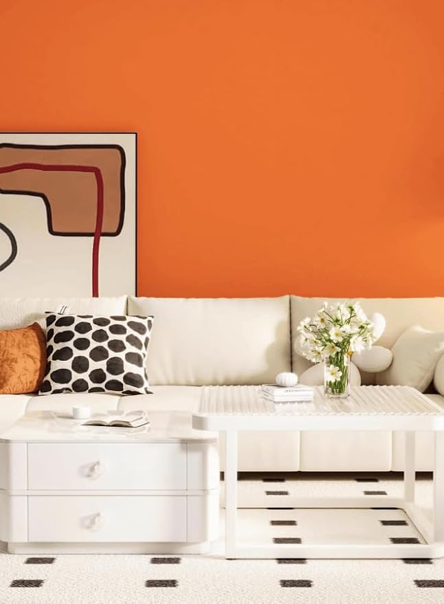 Dimoon 393''x17.7'' Orange Peel and Stick Wallpaper Contact Paper Modern Self Adhesive Wall Paper Removable Renter Friendly Textured Solid Color Shelf Vinyl Roll (393''x17.7'',Tropical Orange)