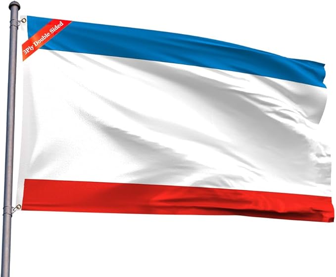 Double Sided Ukraine Crimea Flag 3x5FT Ukrainian Crimean Polyester Banner With 2 Grommets Fade Resistant Vivid Color For Patriotic Festival Events Party Decoration(Crimea UKR, 3x5FT-3ply)