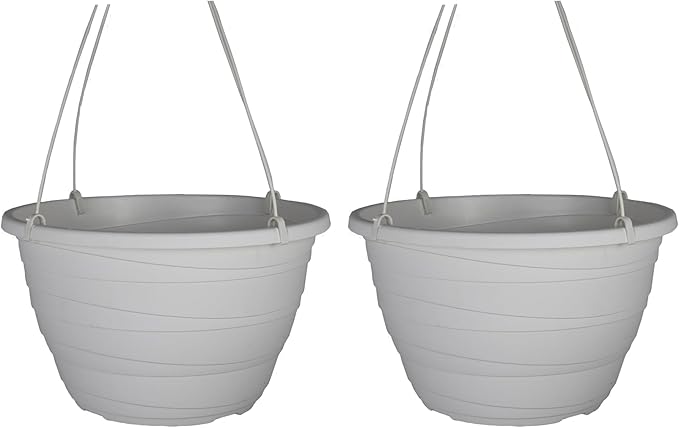 The HC Companies Wrapt Hanging Planters - Lightweight Plant Pot Hanger for Hanging Plants, Vegetables & Herbs - Outdoor & Indoor Hanging Basket for Plants (13" White, Pack of 2)