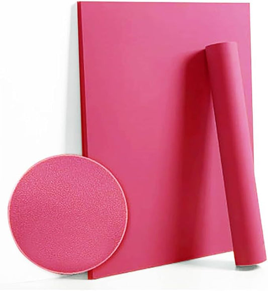 Dimoon 118''x17.7'' Pink Peel and Stick Wallpaper Contact Paper Modern Self Adhesive Wall Paper Removable Renter Friendly Textured Solid Color Shelf Cabinet Vinyl Roll (118''x17.7'',Rose Red)