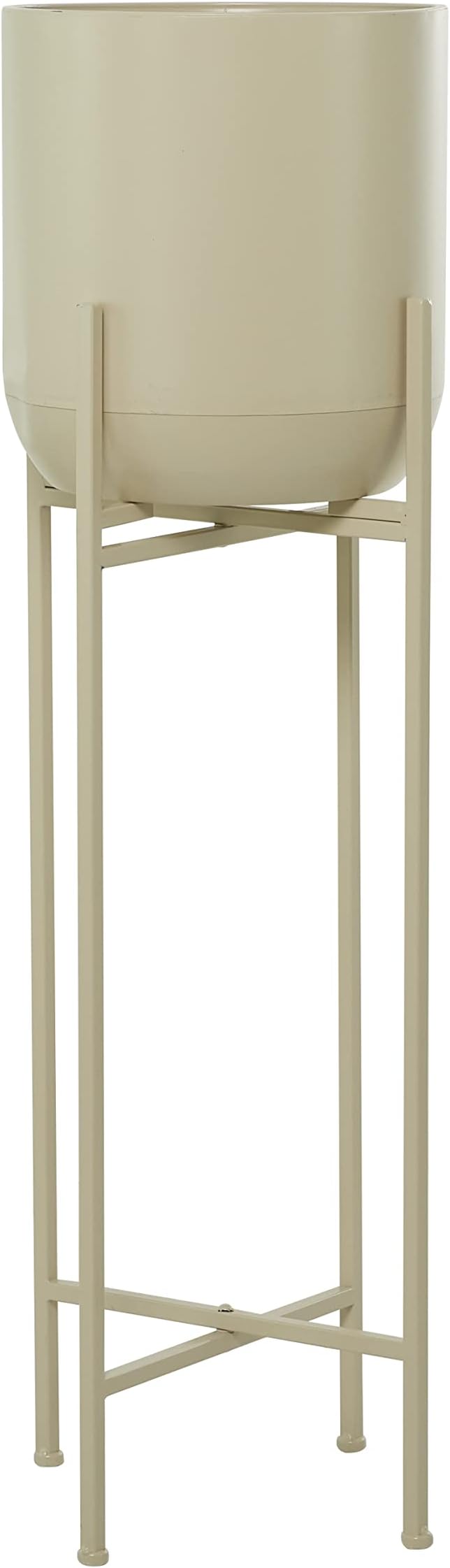 Deco 79 CosmoLiving by Cosmopolitan Metal Round Planter with Removable Stand, 13" x 13" x 42", Beige