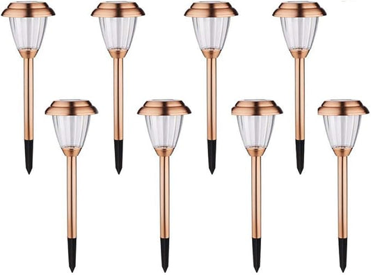 Solar Lights Outdoor - 8 Pack Copper Garden Walkway Lights Solar Powered Waterproof for Garden, Lawn, Yard, Pathway