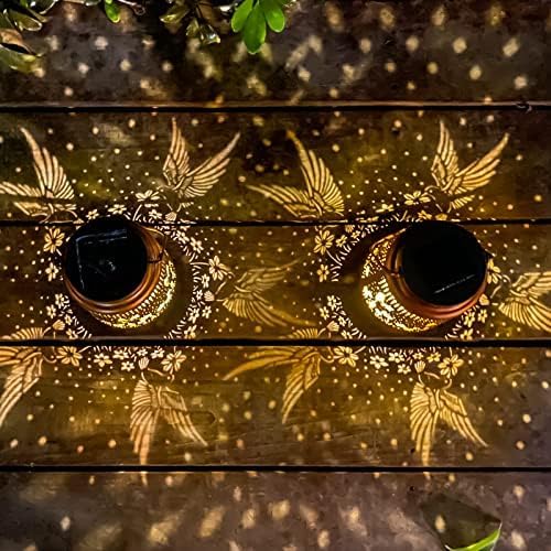 Mothers Day Gifts, Hummingbird Solar Lantern Outdoor Hanging, Metal Bird Decor Waterproof LED Decorative Light for Garden Patio Yard Lawn Backyard Front Porch, Birthday Gifts for Women Mom Grandma