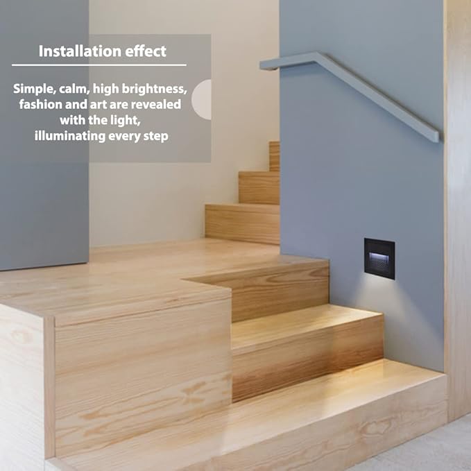 4Pack 3W LED Recessed Light 85-230V Step Lights Cool White 6000K IP65 Waterproof Wall Light Staircase Light lamp, Inside Outside Garden Balcony Corridor, Aluminum, 120V,Black