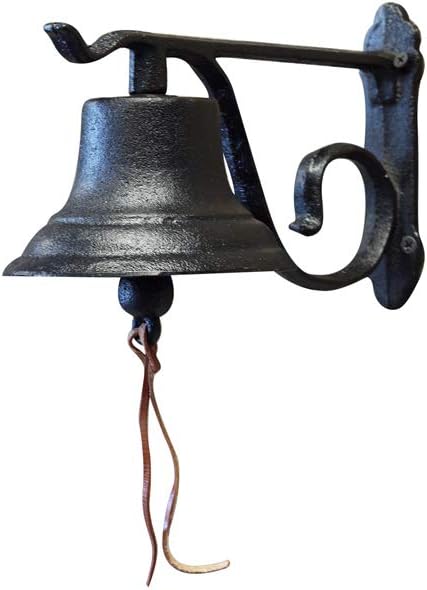 NACH Rustic Cast Iron Doorbell, Small Door Bells for Homes, Dinner Bell, Small Bell, Kitchen Door Bell, Antique Black Doorbell, 8.5x5x6.5 Inches, JS-90-091