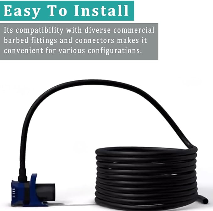 Black Vinyl Tubing 1/2” ID × 5/8” OD - 25 Feet PVC Flexible Plastic Tube Hybrid Hose, Transfer Water Air Oil for Pond Fountain Garden, Non-toxic and BPA free