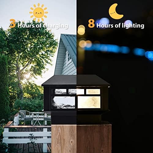 Solar Post Cap Lights Fit 3.5x3.5 4x4 5x5 Wood Posts Black Fence Post Light Solar Powered 12 Packs